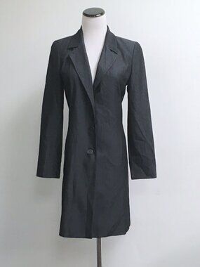 Linda Allard black duster wool blend petite 2 coat
